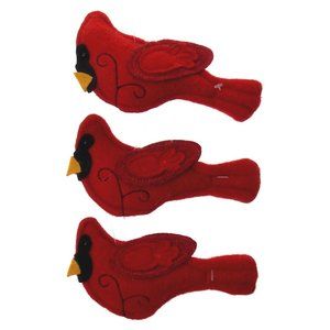 MeraVic Felt Cardinal Christmas Tree Ornament Bird Lot 3 Car Home Decor Gift